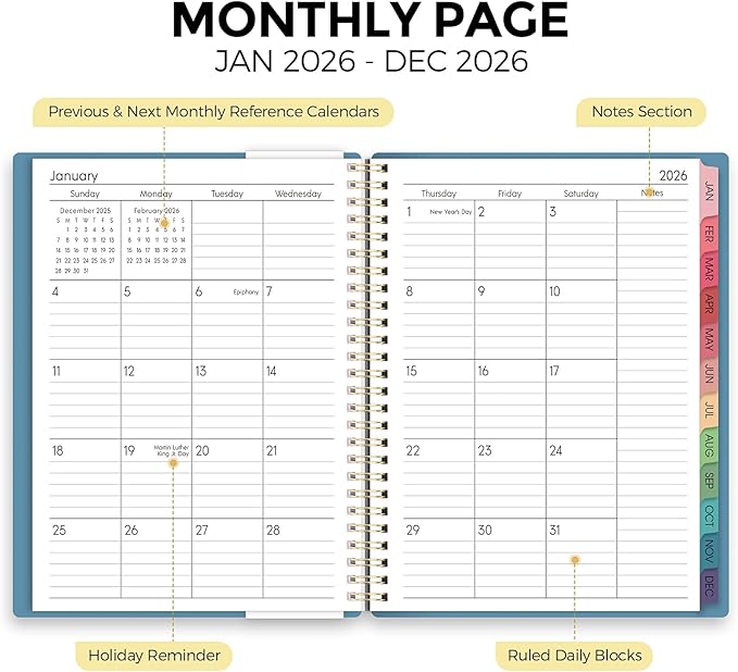 Planner 2026, 8.5" x 11" Monthly & Weekly Planner with Tabs, JAN - DEC 2026, Goal Setting & Time Management Organizer for Professionals & Students-Ruum Studio Home