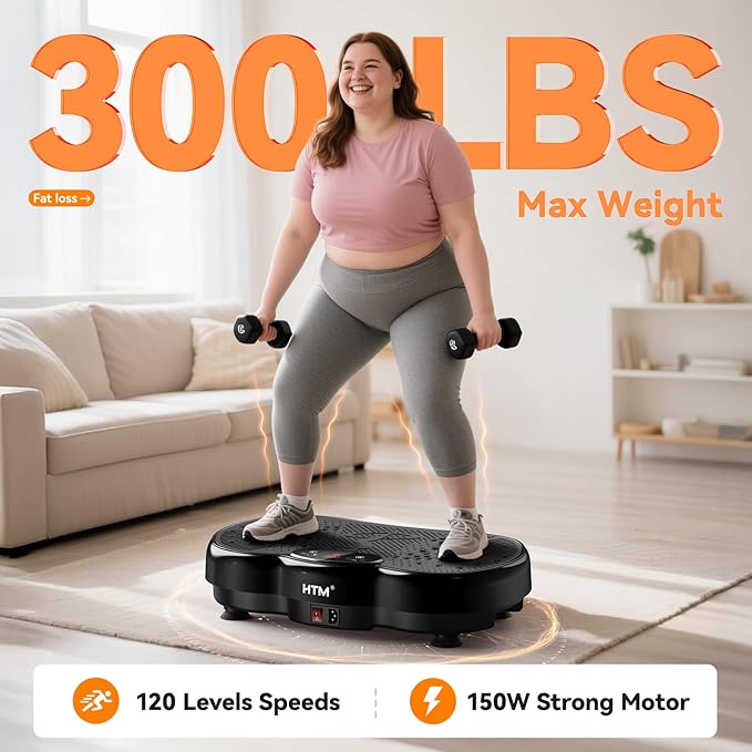 Vibration Plate Exercise Machine - 300 lbs Weight Capacity, 120 Speed Levels, 9 Workout Modes for Home Fitness, Muscle Toning & Weight Loss-Ruum Studio Home