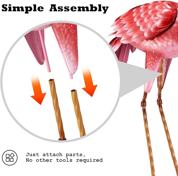 Kircust Flamingo Garden Statues and Sculptures, Metal Birds Yard Art Outdoor Statue, Large Pink Flamingo Lawn Ornaments for Home, Patio, Backyard Decor (2-Pack)-Ruum Studio Home