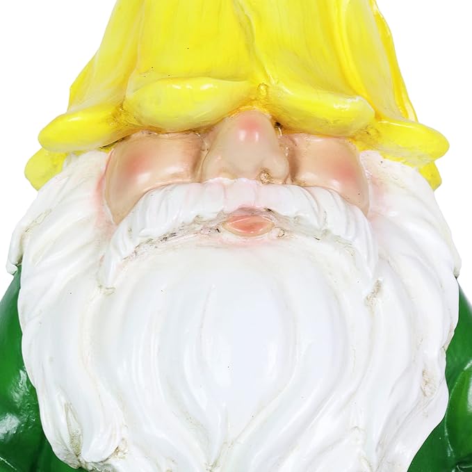 Exhart Solar Light-Up Meditating Gnome Statue w/LED Frog, Durable Resin Garden Décor, 8”x6.5”x10.5”-Ruum Studio Home