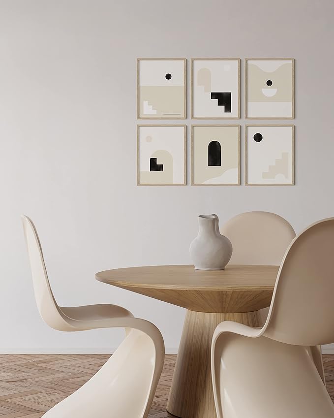 HAUS AND HUES 11"x14" Beige Oak Wood Frames Set of 6-11x14 Poster Frame, 11x14 Picture Frame Set of 6, 11 x 14 Frame Art, Wood Wall Art Frames-Ruum Studio Home