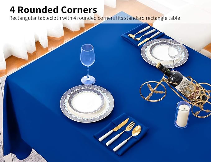 Surmente Blue Tablecloth 90 x 132-inch Rectangular Polyester Table Cloth for Weddings, Banquets, or Restaurants-Ruum Studio Home