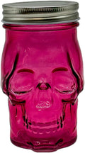 Generic 14 oz Colorful Skull Glass Mason Jar – Mix & Match 7 Vibrant Colors, Large & Durable! (Pink)-Ruum Studio Home