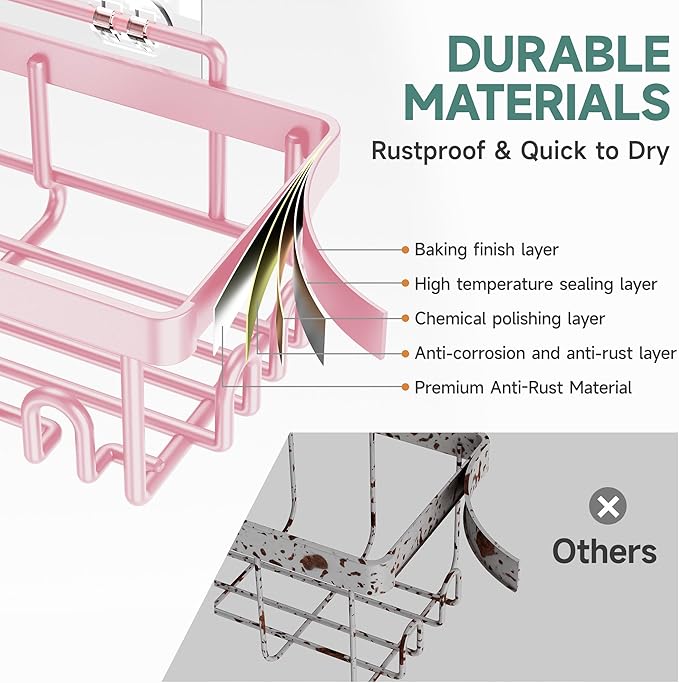 Veken Rustproof & Waterproof Shower Caddy 6-Pack, No Drilling Adhesive Shelves Rack with Soap Holder, Large Capacity Bathroom Organizers and Storage, Wall-Mounted Kitchen & Home Decor-Ruum Studio Home