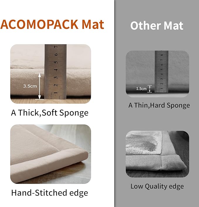 ACOMOPACK Baby Play Mat for Floor,1.3" Thick Memory Foam Area Rug for Living Room,Soft Velvet Crawling with Non-Slip Bottom for Kid,Toddler,79"×157" Tummy Time Nursery Rugs,Yoga（Beige）-Ruum Studio Home