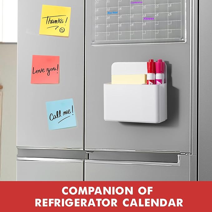 BEYGORM 2 Pack Plastics Magnetic Pen Holder for Refrigerator, Dry Erase Marker Holder for Whiteboard，Magnet School Locker Organizer Accessories, Pencil Cup, Pen Caddy, Classroom Organization(White)-Ruum Studio Home