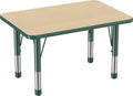 Factory Direct Partners FDP Rectangle Activity School and Classroom Kids Table (24 x 36 inch), Chunky Toddler Leg, Adjustable Height 15-24 inches - Maple Top and Green Edge-Ruum Studio Home