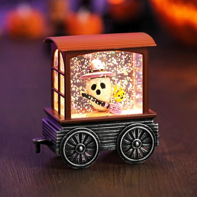 Halloween Snow Globe Train Skeleton Reaper Black Cat Pumpkin Ghost Classic Relief Texture Battery Powered LED Glitter Halloween Decorations Indoor-Ruum Studio Home
