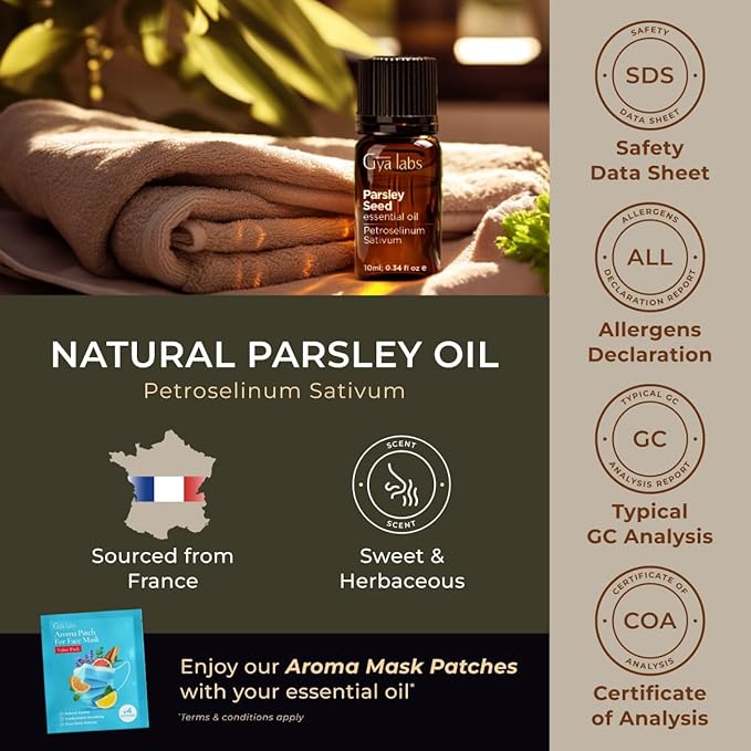 Gya Labs Parsley Essential Oil for Skin - 0.34 Fl Oz - 100% Pure Natural Parsley Oil for Diffuser, Hair & Candle Making Scent-Ruum Studio Home