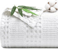 PHF Cooling Waffle Blanket King Size, Lightweight 60% Rayon Derived from Bamboo & 40& Cotton Breathable Blanket for Hot Sleepers, Soft and Luxury for Bed Couch and Sofa, 104"x90", White-Ruum Studio Home