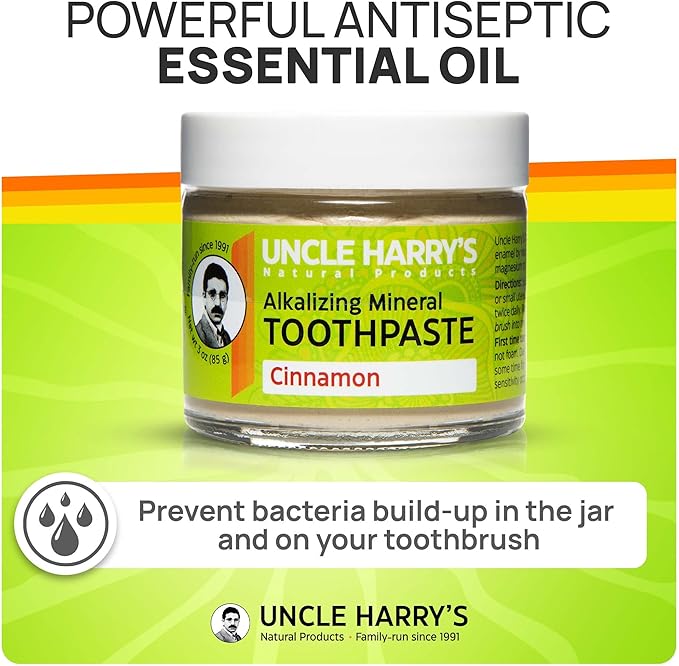 Uncle Harry's Cinnamon Remineralizing Toothpaste | Natural Whitening Toothpaste Freshens Breath & Promotes Enamel | Vegan Fluoride Free Paste (4 pack)-Ruum Studio Home
