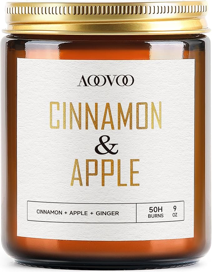 AOOVOO Apple Cinnamon Candles - 9 oz Scented Candles, Aromatherapy Candle, Soy Candle for Home Scented-Ruum Studio Home