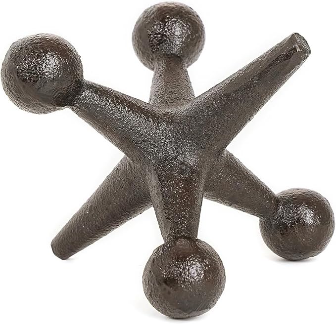 Sungmor Cast Iron Decorative Jack Statue, Home Office Accent Figurine, Antique Brown Jack Sculpture for Bookcase or Table Decoration, Creative Bookends, Paperweight, Door Stop-Ruum Studio Home