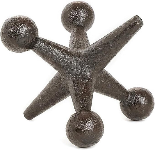 Sungmor Cast Iron Decorative Jack Statue, Home Office Accent Figurine, Antique Brown Jack Sculpture for Bookcase or Table Decoration, Creative Bookends, Paperweight, Door Stop-Ruum Studio Home