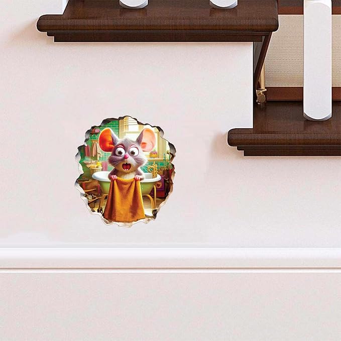 3D Mouse Sticker - Shower - Mousehole Wall Sticker Decal - Removable Bathroom Decor - Kids Room - Peel & Stick - Whimsical Home Decor - MICESTERPIECE-Ruum Studio Home