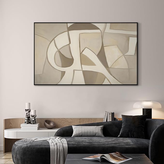 SIGNWIN 30"x60" Extra Large Framed Wall Art Neutral Abstract Geometric in Mid-Century Style, Retro-Inspired Design for Home Living Room Bedroom Decor (Frame Assembly Required)-Ruum Studio Home