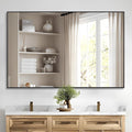 Black Bathroom Mirror for Wall, 30x48 Inch Rectangle Mirrors with Metal Frame, Modern Vanity Wall Mirror Decor for Bathroom Living Room, Entryway Hangs Horizontal or Vertical-Ruum Studio Home