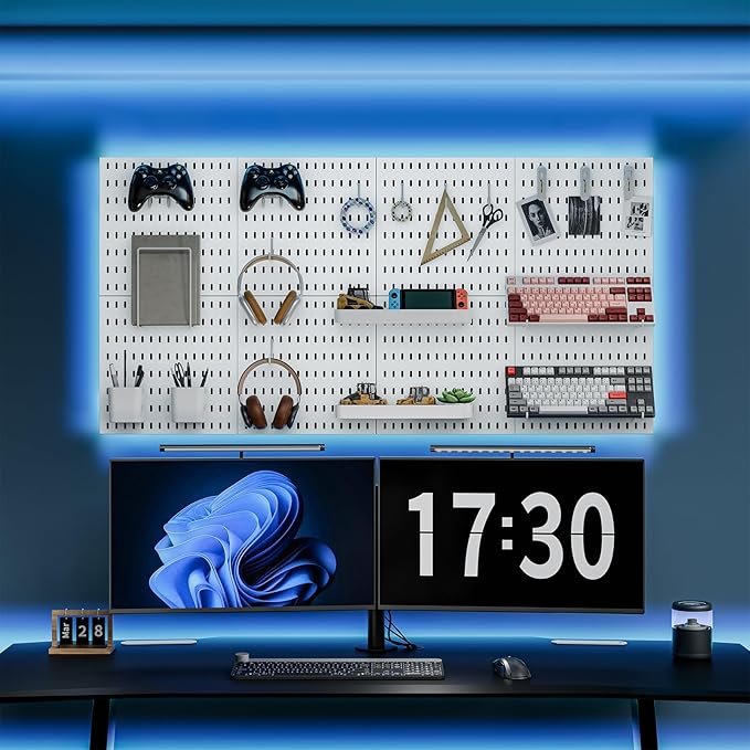 Pegboard Combination Kit, 25.2" x 25.2" Wall Mounted Storage Set with 4 Pegboards & 20 Accessories Hanging, Peg Boards Organizer-Ruum Studio Home