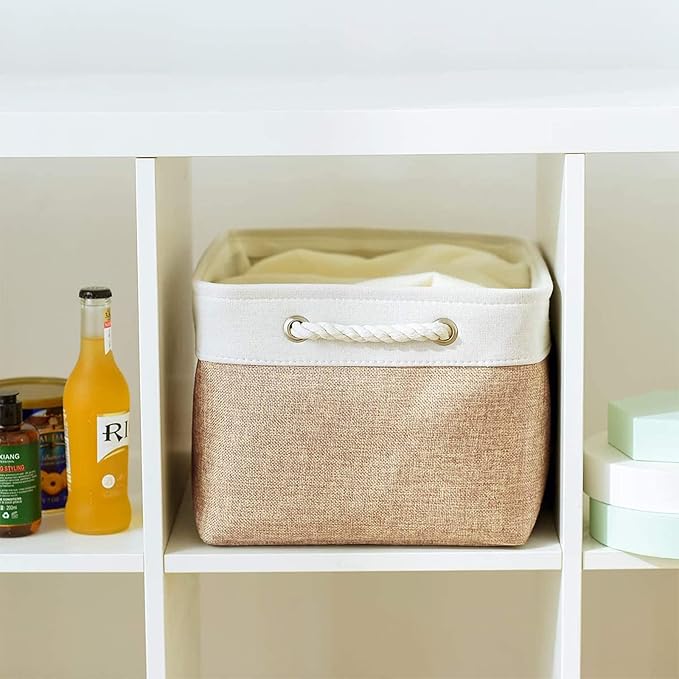 Storage Basket Fabric Sturdy Canvas Storage Bins Organizer with Handles for Clothes and Storage Foldable Storage Boxes Cubes-Ruum Studio Home