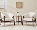 Mid-Century Modern Accent Chairs Set of 2, Comfy Barrel Armchairs with Wide Seat, Upholstered Lounge Chairs with Walnut Wood Legs for Living Room/Bedroom/Reading Corner, Chenille, Beige-Ruum Studio Home
