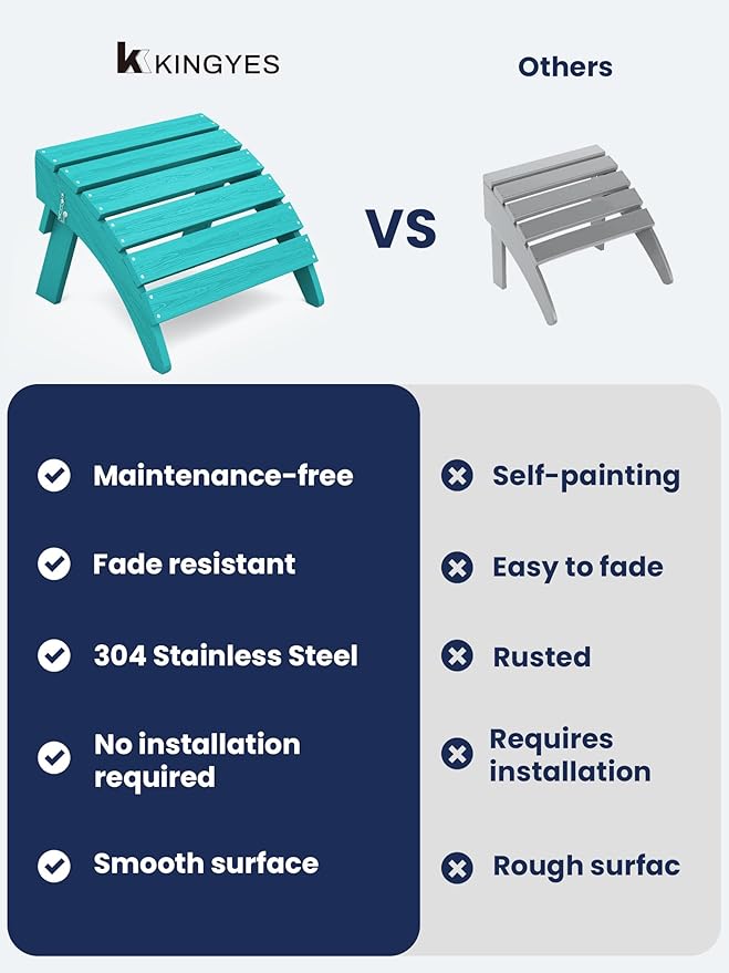 KINGYES Folding Adirondack Ottoman for Adirondack Chair, Aruba-Ruum Studio Home