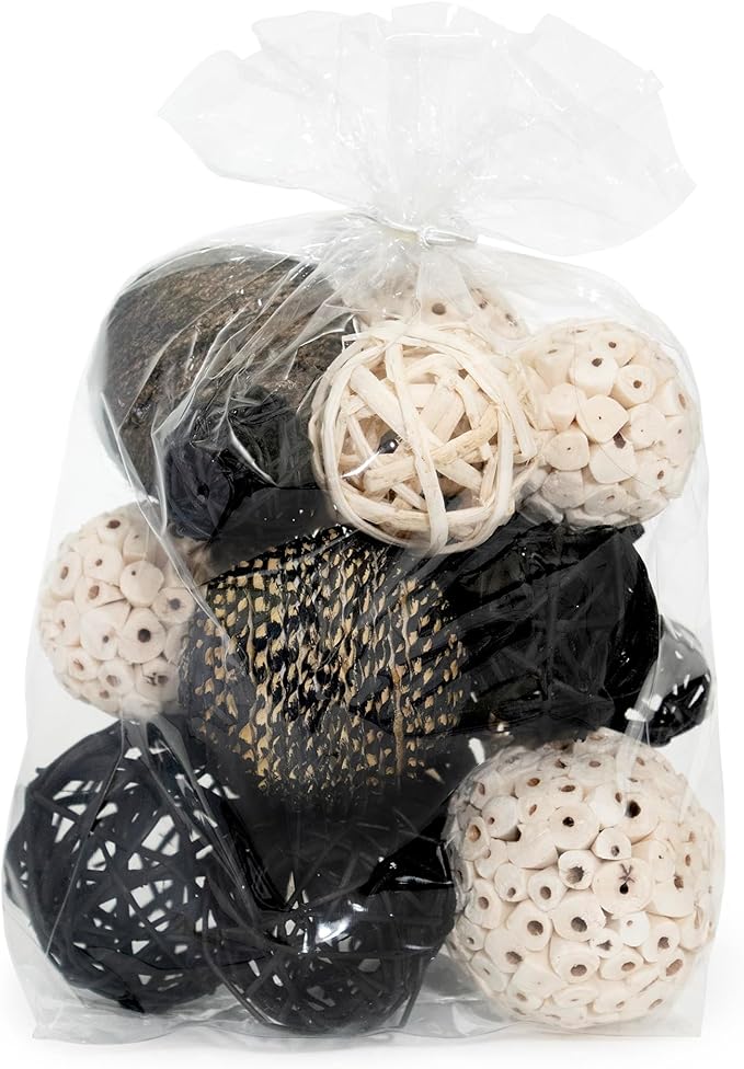 ANDALUCA Decorative Balls Bag Bowl Filler Home Decor (Black & White)-Ruum Studio Home