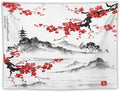 Cherry Blossoms Tapestry, Japanese Fuji Mountain Tapestry, Asian Japanese Wall Tapestry, Nature Landscape Tapestries for Bedroom Living Room Decor 90"x60"-Ruum Studio Home