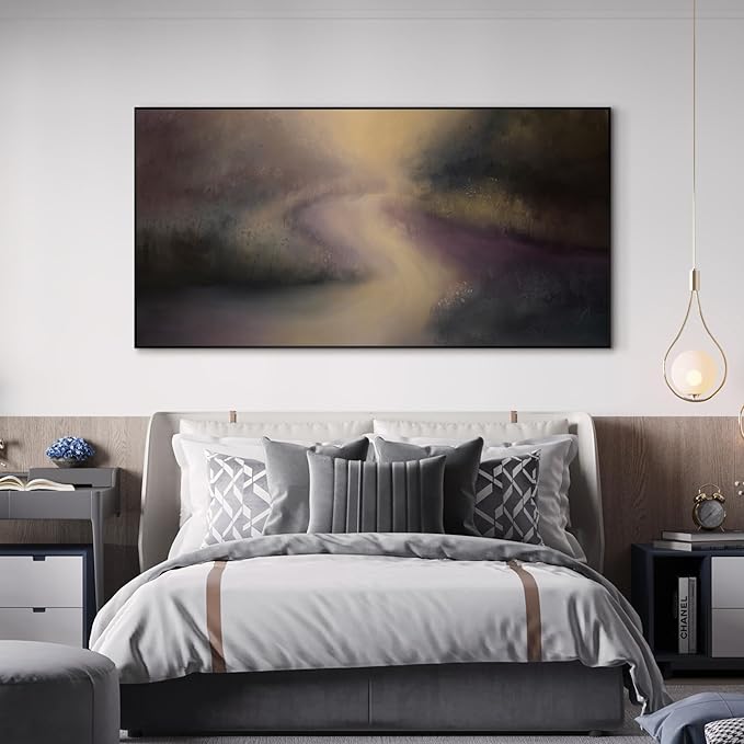SIGNWIN 24"x46" Extra Large Framed Wall Art Golden Light River Path Dreamy Impressionist Landscape Illustration for Home Living Room Bedroom Decor (Frame Assembly Required)-Ruum Studio Home