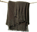 lifein Throw Blanket for Couch, Soft Boho Decor Bed Throw,Cozy Brown Knitted Chenille Small Farmhouse Lightweight Throw for Spring(Brown,50 * 60")-Ruum Studio Home