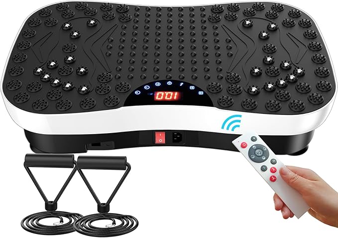 AXV Vibration Plate Exercise Machine Whole Body Workout Portable Mini Vibrate Fitness Platform Lymphatic Drainage Machine for Weight Loss Shaping Toning Wellness Home Gyms Workout (Mini)-Ruum Studio Home