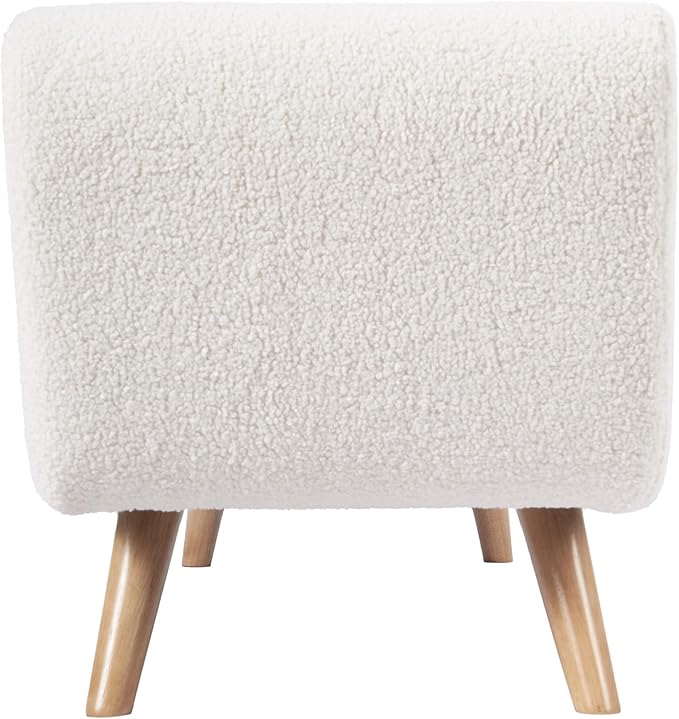 HomePop Modern Storage Bench with Wood Legs Home Décor|Bench with Storage for Living Room & Bedroom - Sherpa Cream-Ruum Studio Home