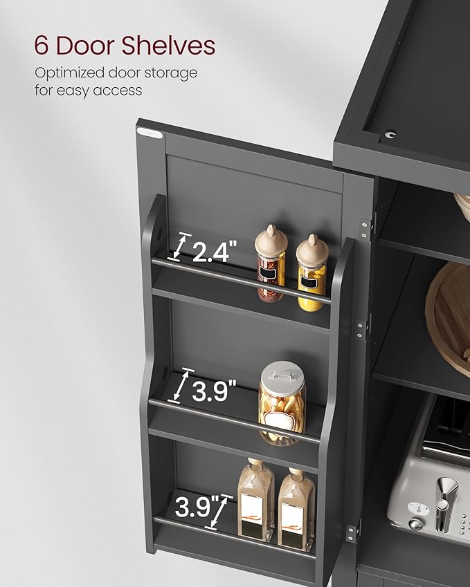 VASAGLE Pantry Cabinet, 71.7-Inch High Freestanding Tall Cupboard Storage Cabinet with a Drawer, 2 Cabinets, 4 Adjustable Shelves, 6 Door Shelves, for Living Room, Kitchen, Ink Black UBBC561B12-Ruum Studio Home