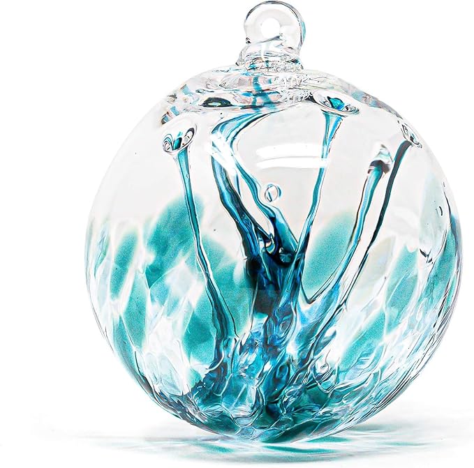 Luke Adams Handmade Glass Gazing Balls for Garden on Clearance – Hand Blown Glass Gazing Ball for Yard Décor – Decorative Garden Globe (Recycle Teal)-Ruum Studio Home