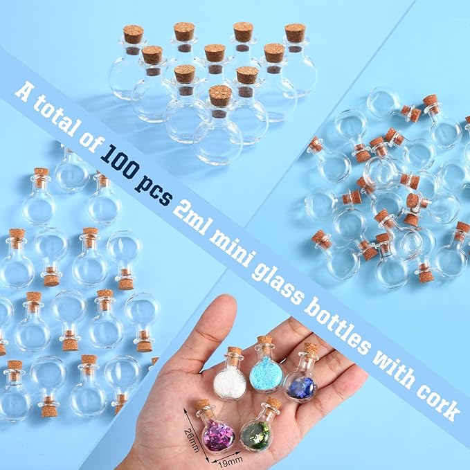 Zhehao 200 Pcs 2 ml Mini Glass Bottles Jars with Cork Stoppers Small Wishing Bottle Tiny Jars with Cork Mini Potion Bottles Clear Drifting Bottle for Wedding Birthday Party DIY Crafts Supplies-Ruum Studio Home