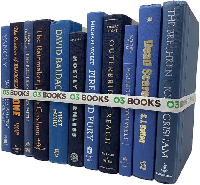 Curated Decorative Books Hardcover Décor Books for Home Décor, Choose Color, Interior Design, Office, Wedding Display, Instant Library, or Staging (Half Foot, Blue)-Ruum Studio Home