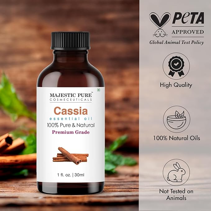 Majestic Pure Cassia Essential Oil with Glass Dropper - 1 Fl Oz - 100% Pure and Natural Cassia Oil - Premium Grade Essential Oils for Diffuser, Aromatherapy, Soap and Candle Making-Ruum Studio Home