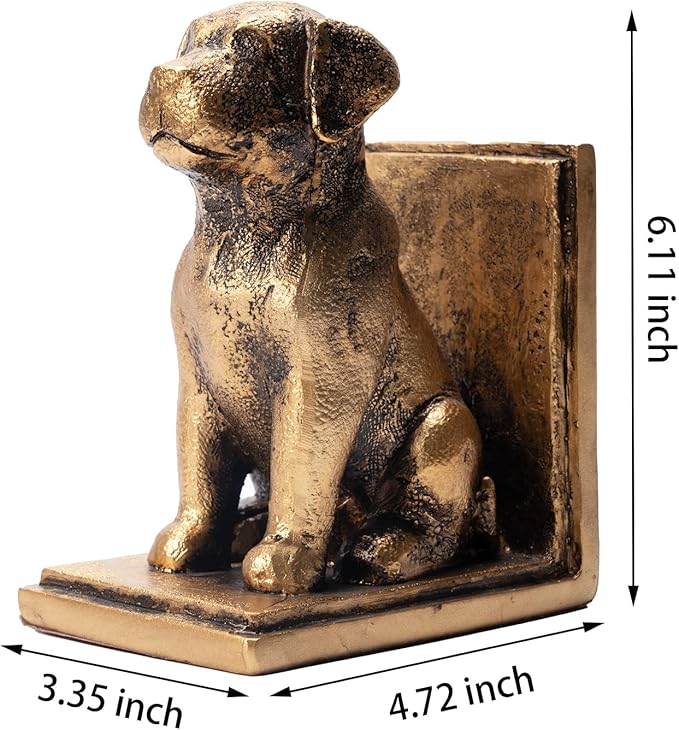 Book Ends for Shelves to Hold Books Heavy Duty,Decorative Bookend for Bookshelf Décor,Cute Animal Dog Book Stopper Labrador Retriever Statues for Home, Office Desk Decoration,1pair-Ruum Studio Home