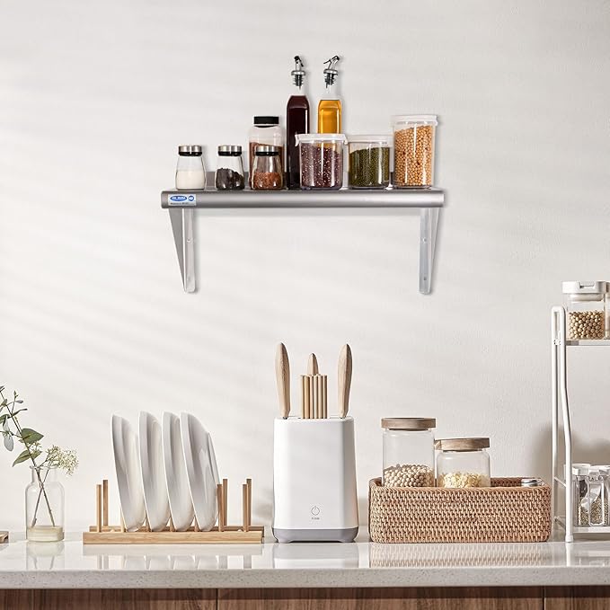 HARDURA Stainless Steel Shelf 18" x 36", 340lb Commercial Shelves Wall Mount Metal Shelving with Backsplash and Brackets for Kitchen, Restaurant, Laundry Room and Home-Ruum Studio Home