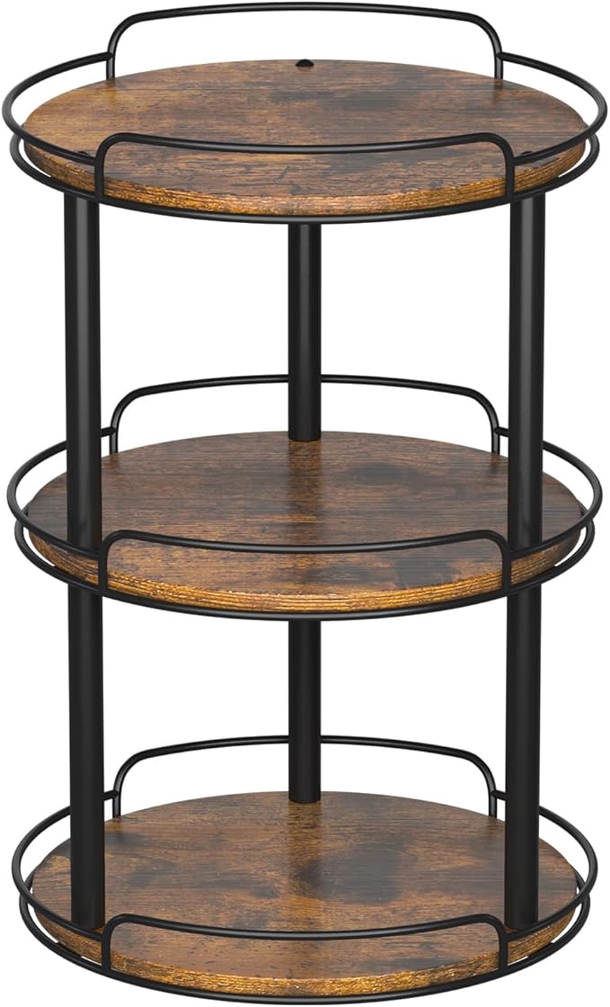 LAMU 12.2'' Wood Lazy Susan Turntable Organizer for Cabinet, 3 Tier Lazy Susan Spice Rack Organizer for Kitchen, Table Top, Countertop, Pantry, Bathroom-Ruum Studio Home