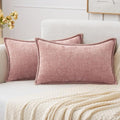 MIULEE Pack of 2 Couch Throw Pillow Covers 12x20 Inch Blush Pink Farmhouse Decorative Pillow Covers with Stitched Edge Soft Chenille Solid Dyed Spring Pillow Covers for Sofa Bed Living Room-Ruum Studio Home