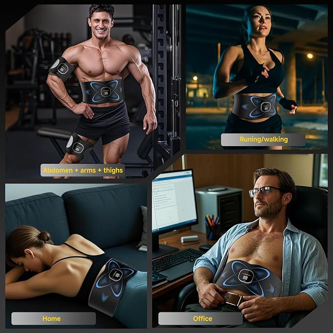 Ab Stimulator Muscle Toner, Abs Stimulator Abdominal Massage Belt with Heat for Belly Fat Burning & Cellulite Melting & Stomach Smooth Firming, Lower Back Massager for Women Men Pain Relief Gifts-Ruum Studio Home