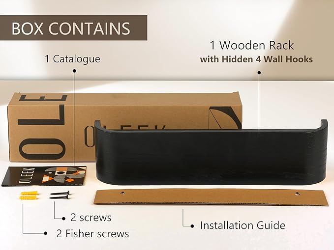 OLEEK Wall Coat Rack with Shelf - Wall Shelf with Hooks - entryway Hooks - Modern Coat Rack - Wooden Mount for Home Decor - Jacket Hanger - Coat Hanger Wall Mount-Ruum Studio Home