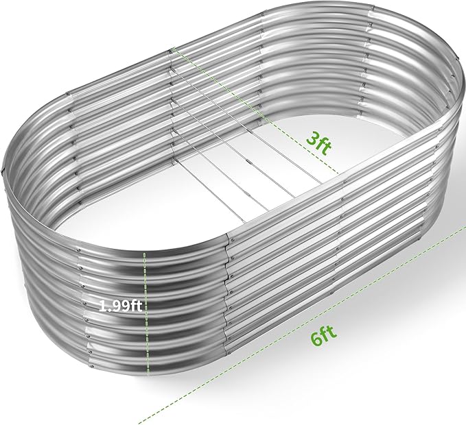 Land Guard Galvanized Planter Raised Beds, 631.99ft Keyhole Raised Garden Bed-Ruum Studio Home