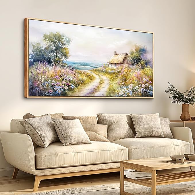 ZUITINGHUA Wood Framed Canvas Wall Art For Living Room Large Wall Decor For Office Bedroom Decoration Country Road Landscape Pictures Farmhouse Paintings Artwork Mural Aesthetic Home Decor 30x60 In-Ruum Studio Home