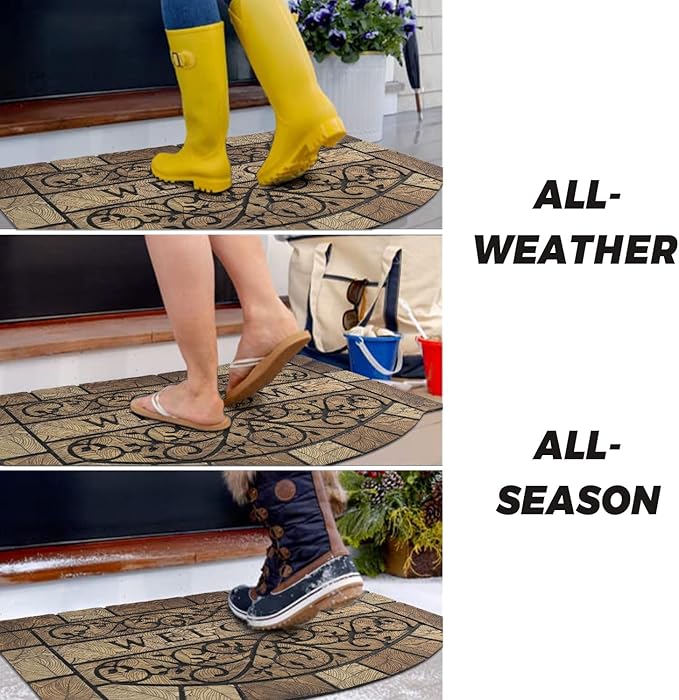 Durable Welcome Door Mats, 24"x36" Heavy-Duty Large Welcome Mat for Front Door with Non-Slip Rubber Backing, Door Mats for Outside Entry High Traffic Area（Leaves）-Ruum Studio Home