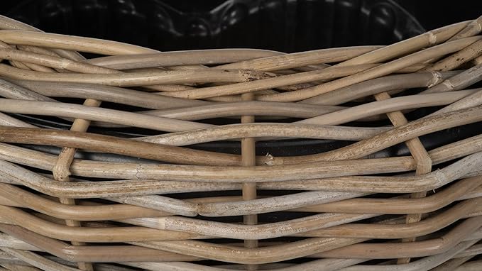 Rattan Kobo Indoor Outdoor Planter Basket with Plastic Pot X Large 12 Gallon Soil Capacity-Ruum Studio Home