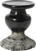 Creative Co-Op 2-Tone Sculptural Terracotta Pillar Candle Holder, Distressed Black-Ruum Studio Home