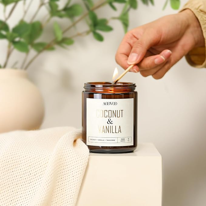 AOOVOO Coconut Vanilla Candles - 9 oz Scented Candles, Aromatherapy Candle, Soy Candle for Home Scented-Ruum Studio Home