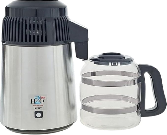 H2o Labs Best-in-Class Countertop Water Distiller - Stainless Steel Home Water Distiller with 1 Gallon Glass Carafe - Porcelain Nozzle Insert & Optimal Heating Element for Pure Distilled Water - 300SS-Ruum Studio Home