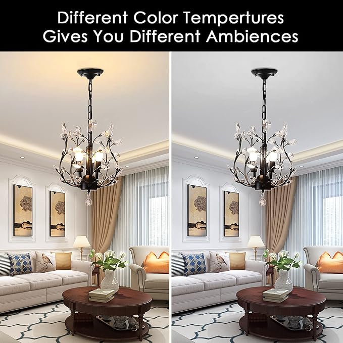 Ganeed Vintage K9 Clear Crystal Chandeliers,Ceiling Lighting,Pendant Lighting Flush Mounted Fixture with 3 Light for Living Room Dinning Room Restaurant Porch Hallway (Black)-Ruum Studio Home